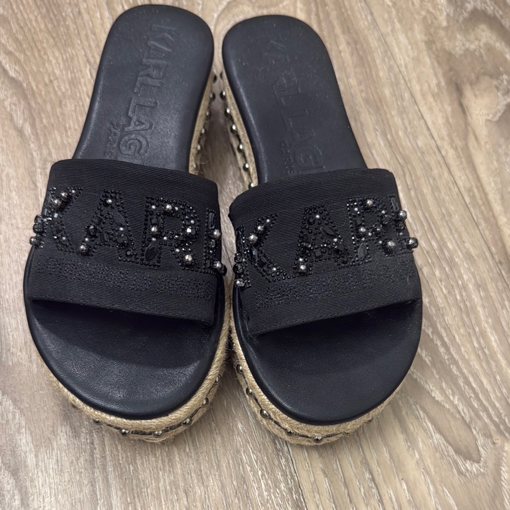 Karl Lagerfeld Black Slide Sandals